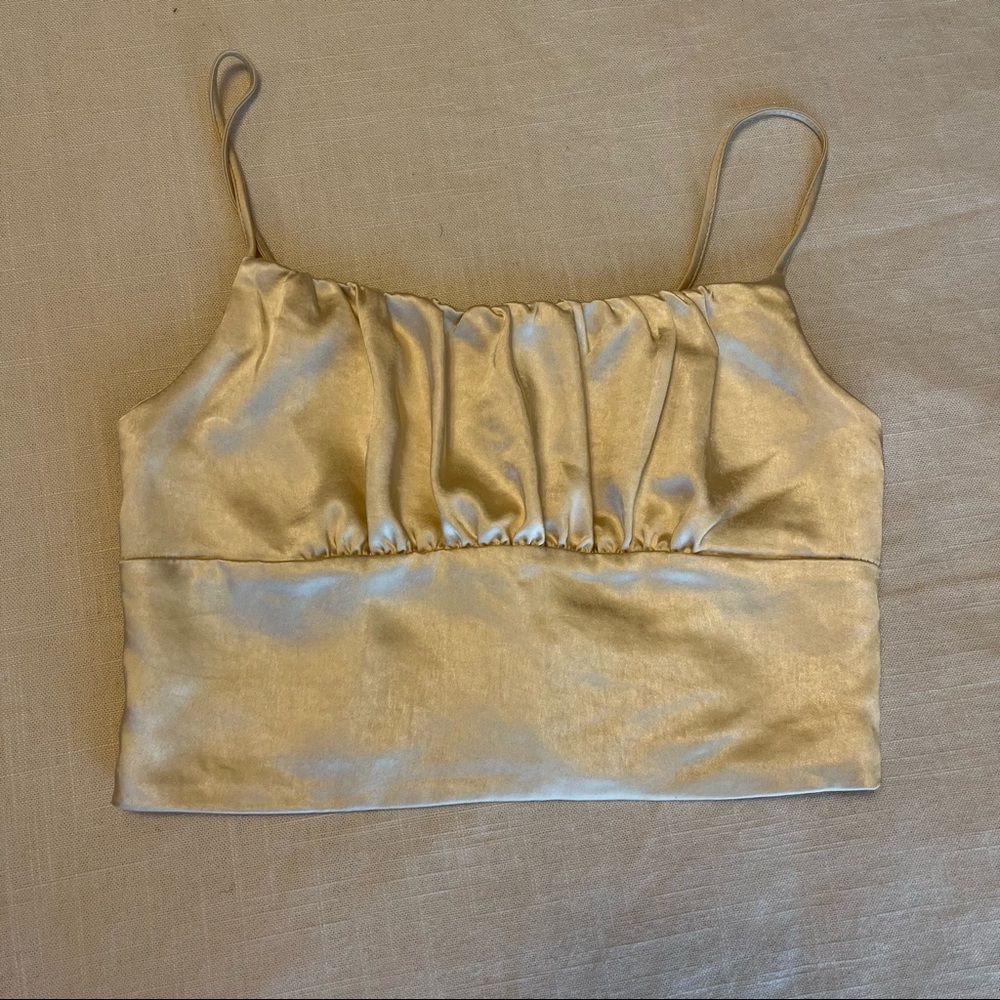 Zara Satin Crop Top - size XS (Soft Gold)